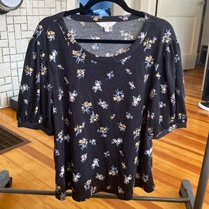 Lauren Conrad XXL black floral top